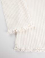 Izrezana majica dugih rukava - rebrasti materijal - bela