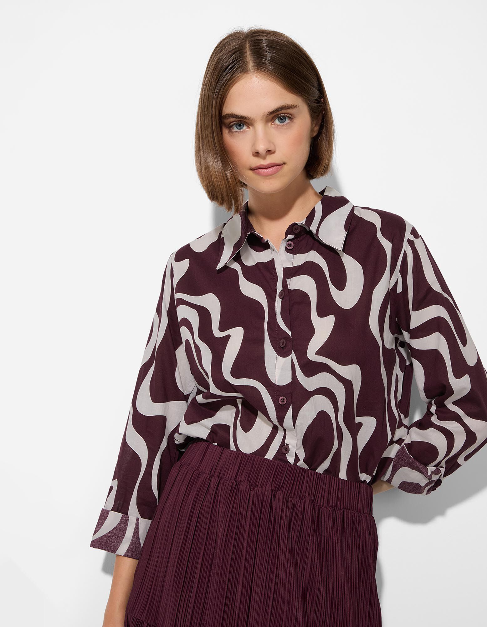 Blouse - Print all-over - donkerlila
