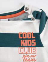 Set bluză de corp cu mânecă lungă și pantaloni - Imprimeu mesaj - Albastru inchis