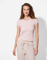 T-Shirt - Gerippt - rosa