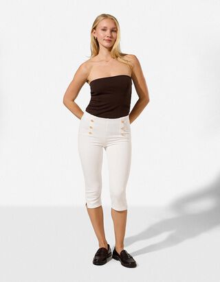 Leggings - Zierkn&ouml;pfe - Off-White