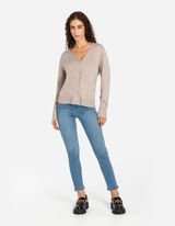 Pletený sveter - LENZING™ ECOVERO™ - bezova