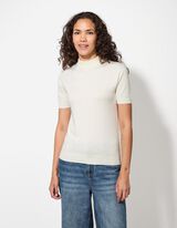 Gebreid overhemd - Viscosemix - wit