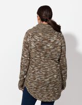 długi sweter - Dzianina - ciemny zielony