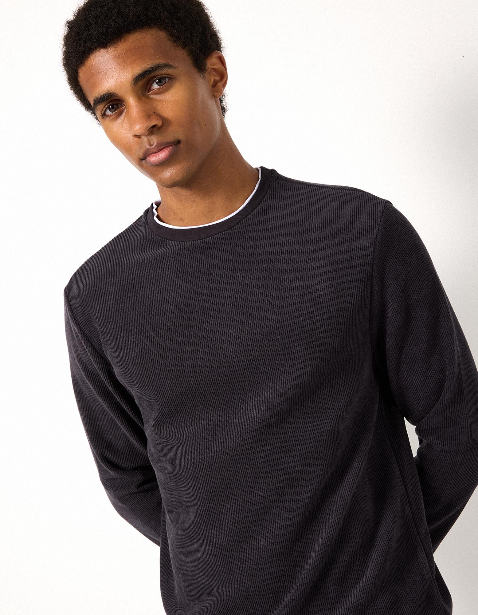 Langarmshirt - Double-Layer-Look - Dunkelgrau