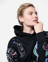 Kapucnis felső - Elsz&oacute;rt nyomott minta - fekete