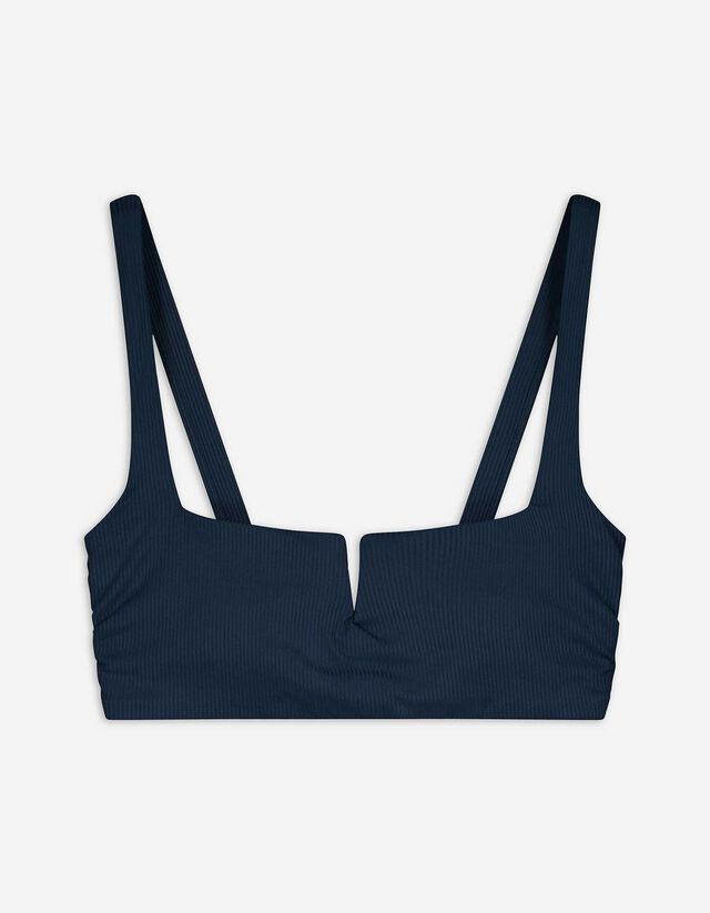 Bikini top - Rebraste - temno modra