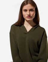 Hoodie - V-Ausschnitt - dunkelgr&uuml;n