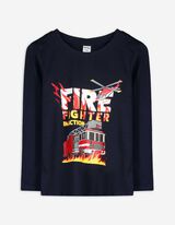 Langarmshirt - Print - dunkelblau