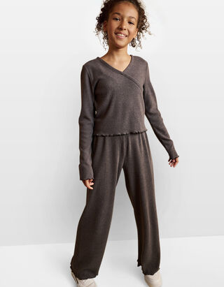 Langarmshirt - Wickeloptik - dunkelgrau