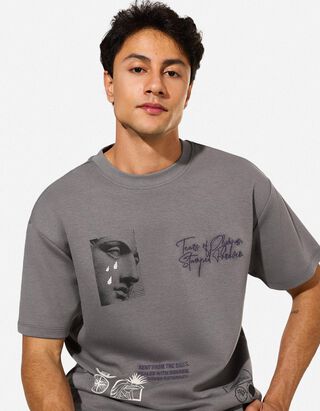 T-Shirt - R&uuml;ckenprint - dunkelgrau