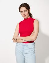 Top - Geribde structuur - donkerrood