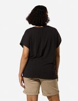 Blusenshirt - Material-Mix - Schwarz