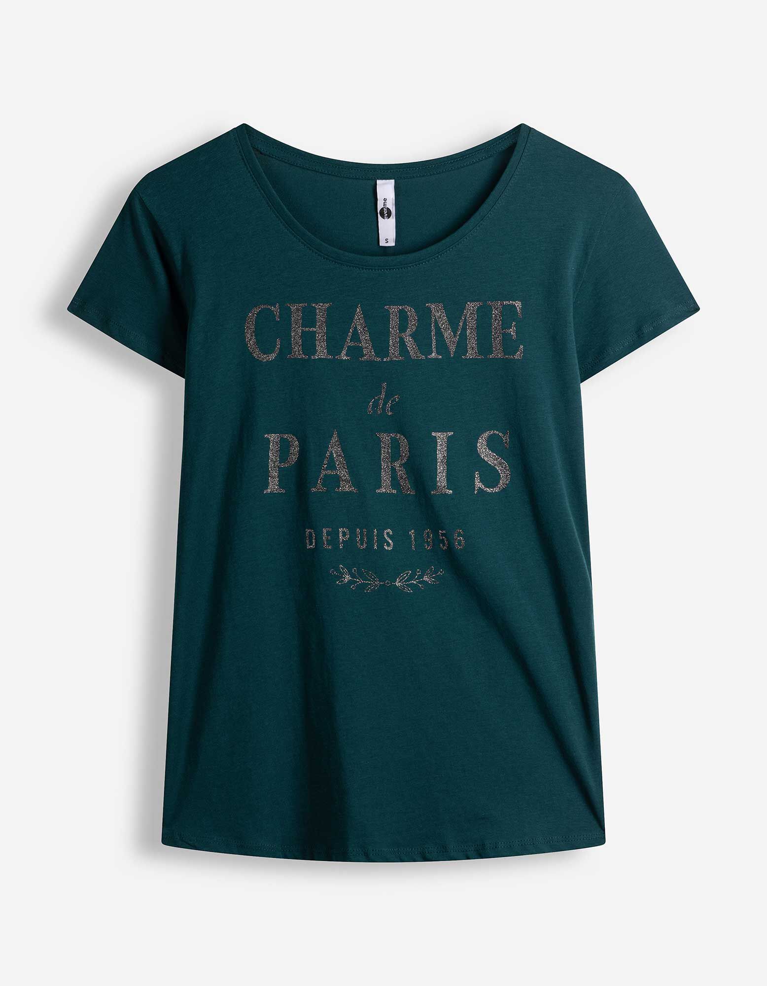 T-Shirt - Glitzerprint - Petrol