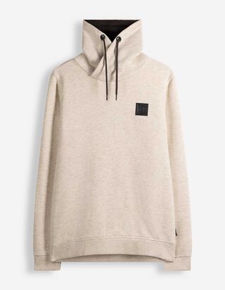 Sweatshirt - Schalkragen - Beige