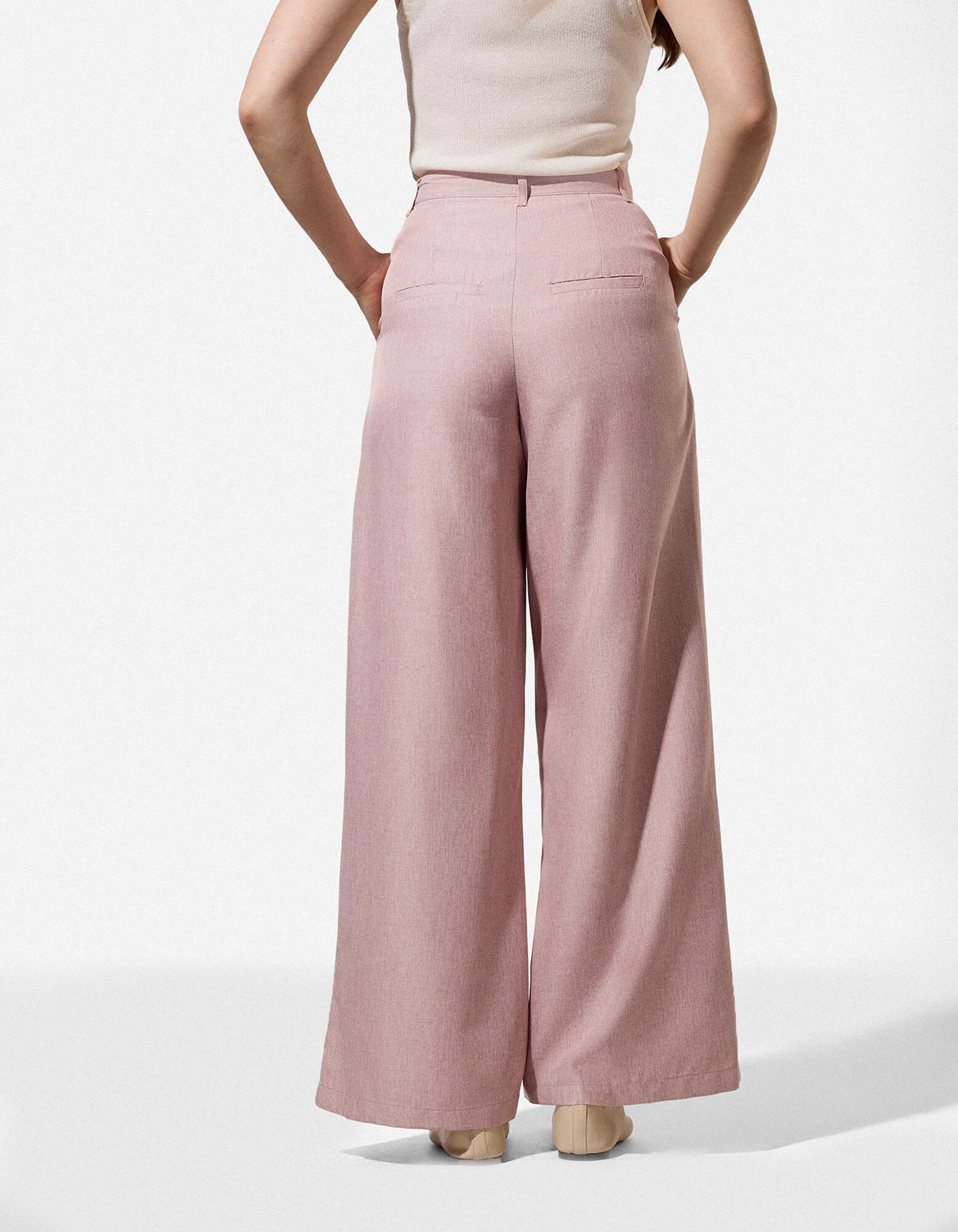 Hlače za obleko - Kroj Wide Fit - pink