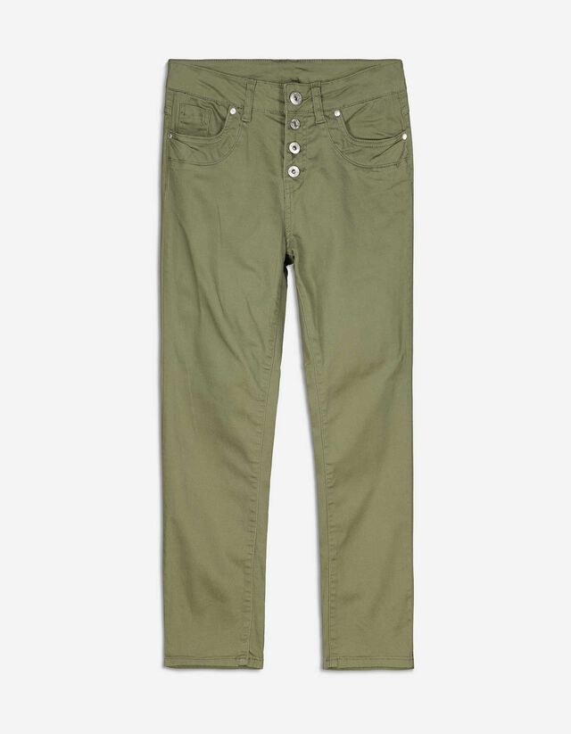Pantaloni-3/4 - Conținut stretch - Verde inchis