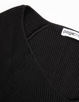 Langarmshirt - Rippstrick - schwarz