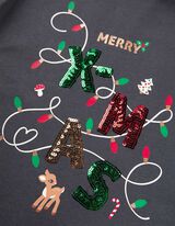 Hossz&uacute; ujj&uacute; felső - Flitteres - s&ouml;t&eacute;tsz&uuml;rke