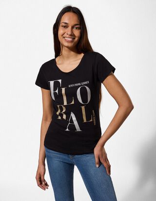 T-Shirt - Glitzerprint - schwarz