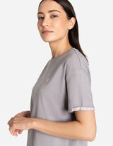 T-s&auml;rk - kinnitusega varrukad - hall