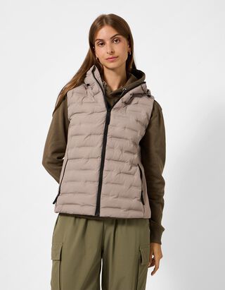 Steppweste - Material-Mix - Taupe