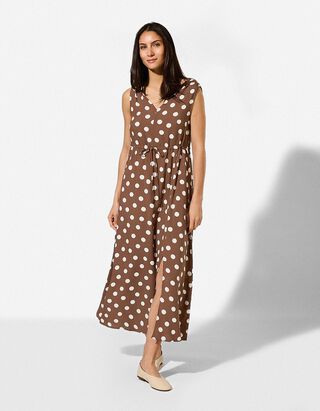 Maxikleid - Polka Dots - Braun