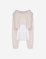 set di felpa corta e top - corto - beige
