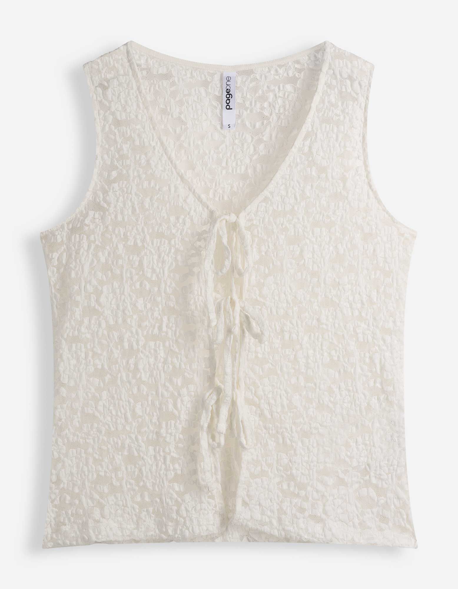 Top sans manches - Teneur en stretch - Blanc cass&eacute;