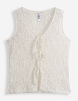 Top sans manches - Teneur en stretch - Blanc cass&eacute;
