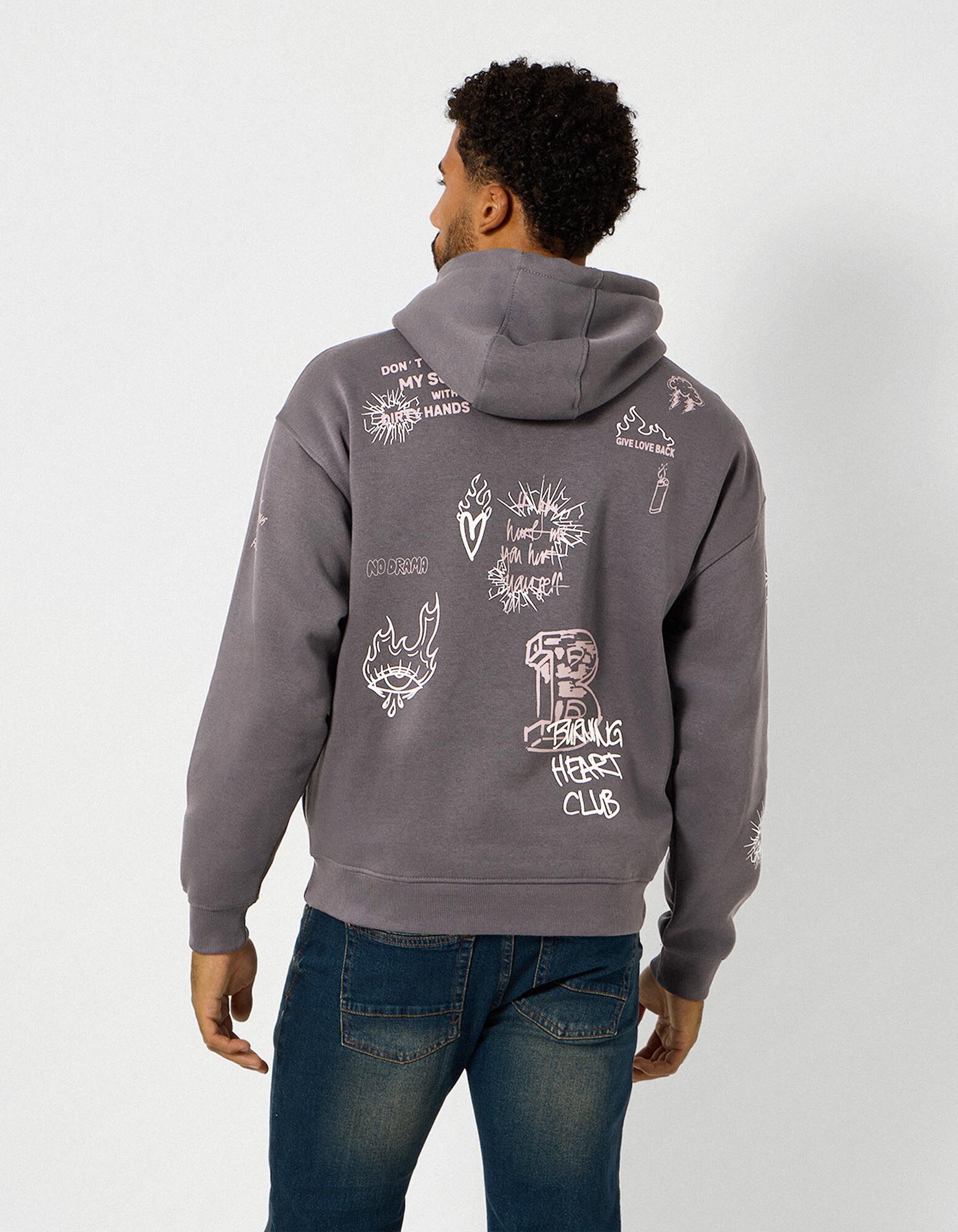 Sweatshirt - Print all-over - Donkergrijs