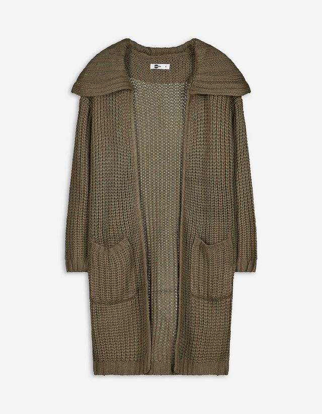 Longcardigan - Grobstrick - braun