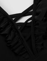 Badeanzug - Volants - schwarz