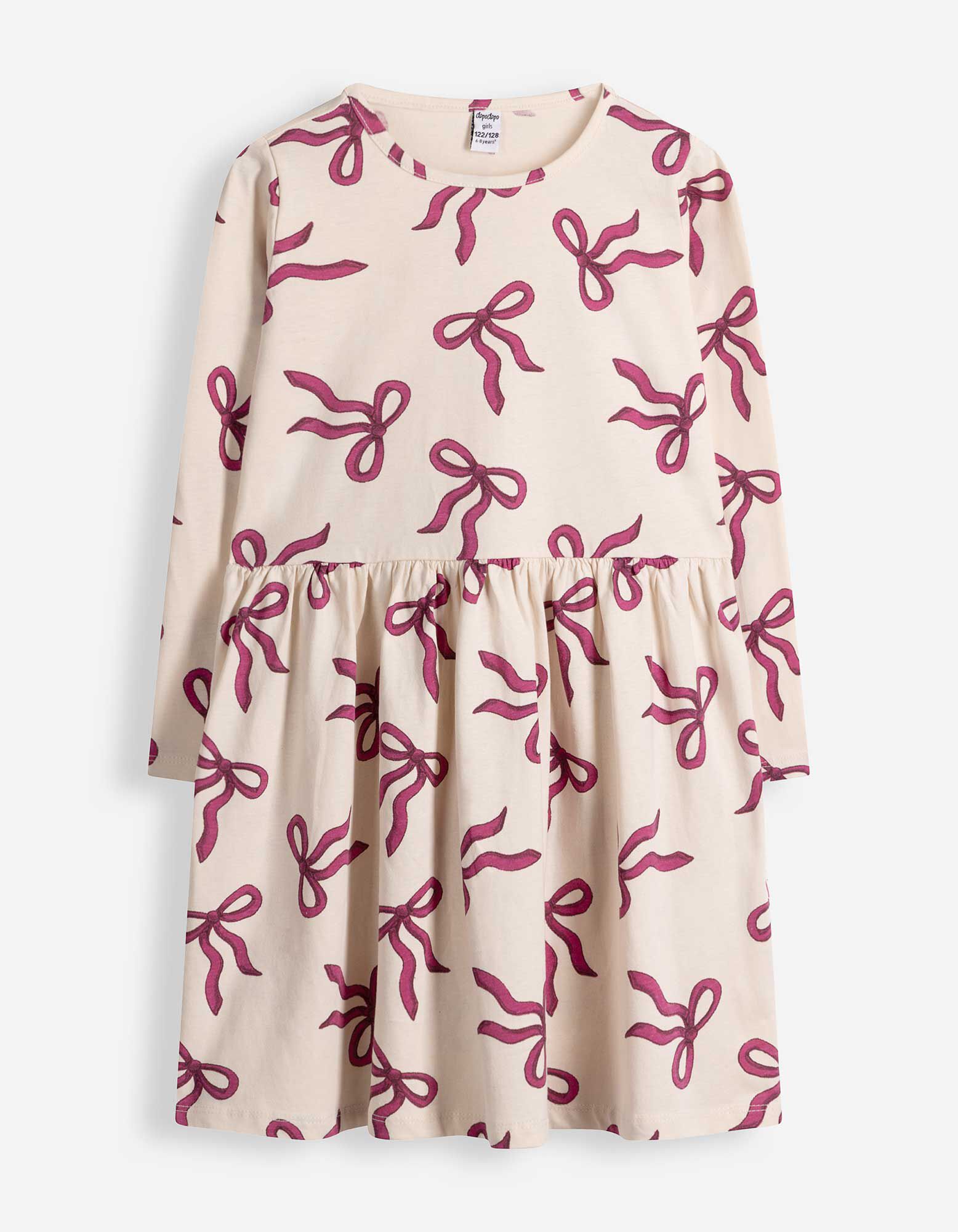 Kleid - Allover-Print - Beige