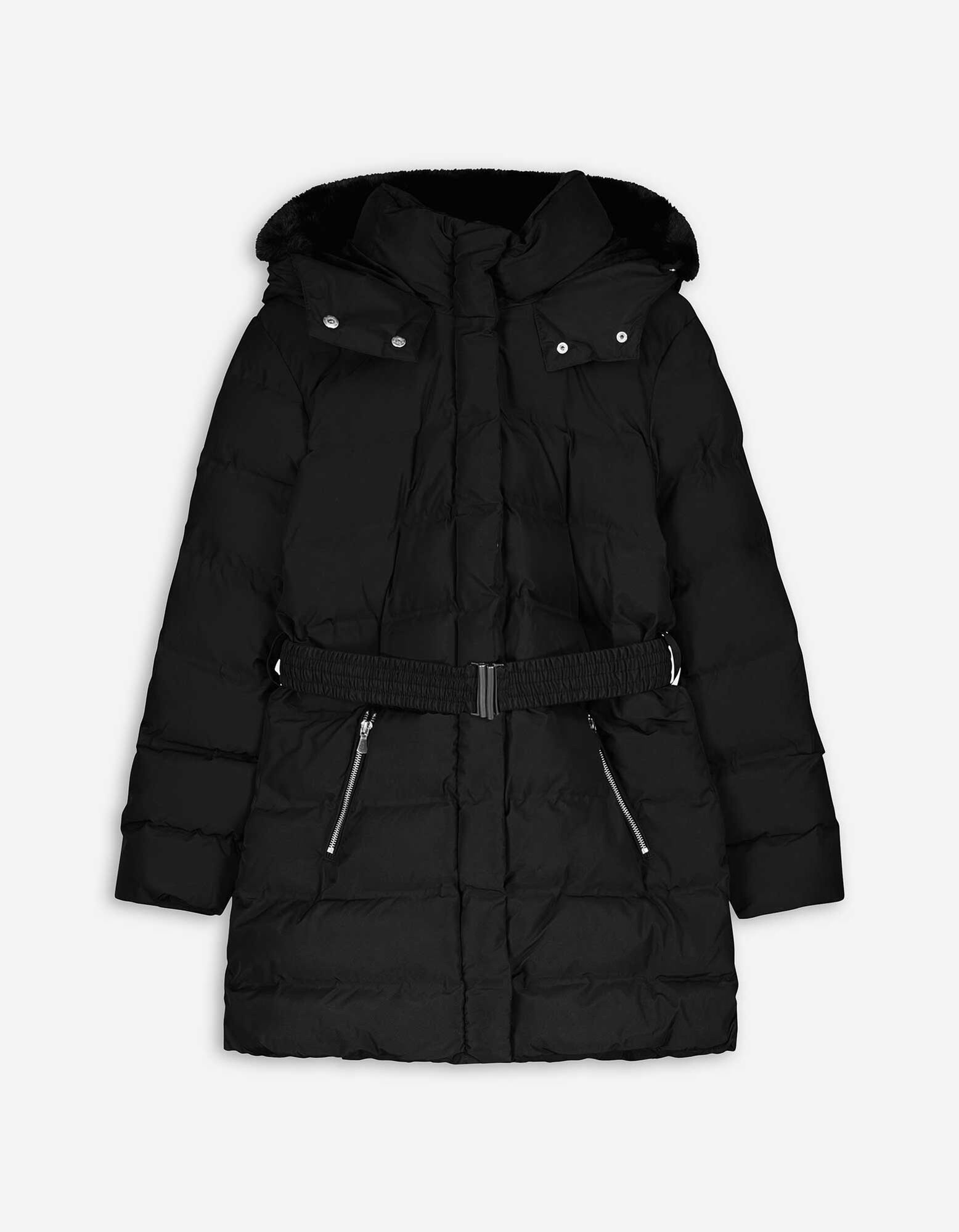 Veste matelass&eacute;e - Fourrure synth&eacute;tique amovible - noir