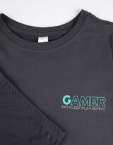 Set pigiama composto da maglietta a maniche lunghe e pantaloni  - Stampa sul retro - grigio scuro