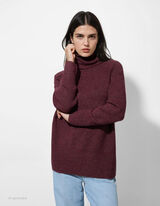 Pulover - Oversized Fit - Rosu inchis