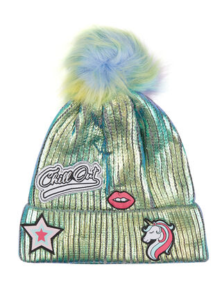 M&auml;dchen Pudelm&uuml;tze in Metallicoptik