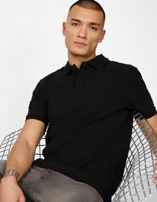 Poloshirt - einfarbig - schwarz