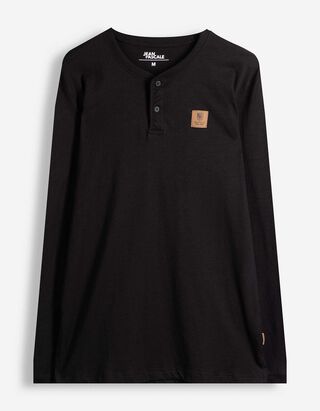 Langarmshirt - Aufn&auml;her - Schwarz