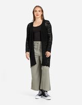 Cardigan lungo - Maglia traforata - nero