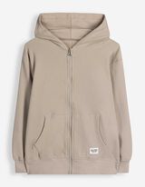 Sweatjacke - Waffelstruktur - Beige
