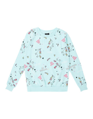 M&auml;dchen Sweatshirt mit Allover- und Message-Print