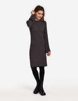 Jurk - Trompetmouwen - donkergrijs