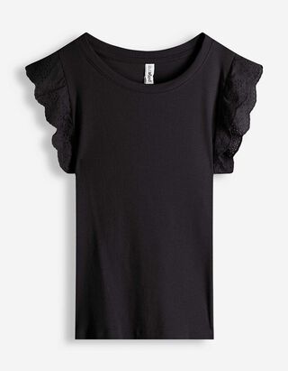 Top - Volants - Schwarz