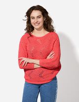 Pleteni pulover - &Scaron;i&scaron;mi&scaron; rukavi - svetlo-crvena