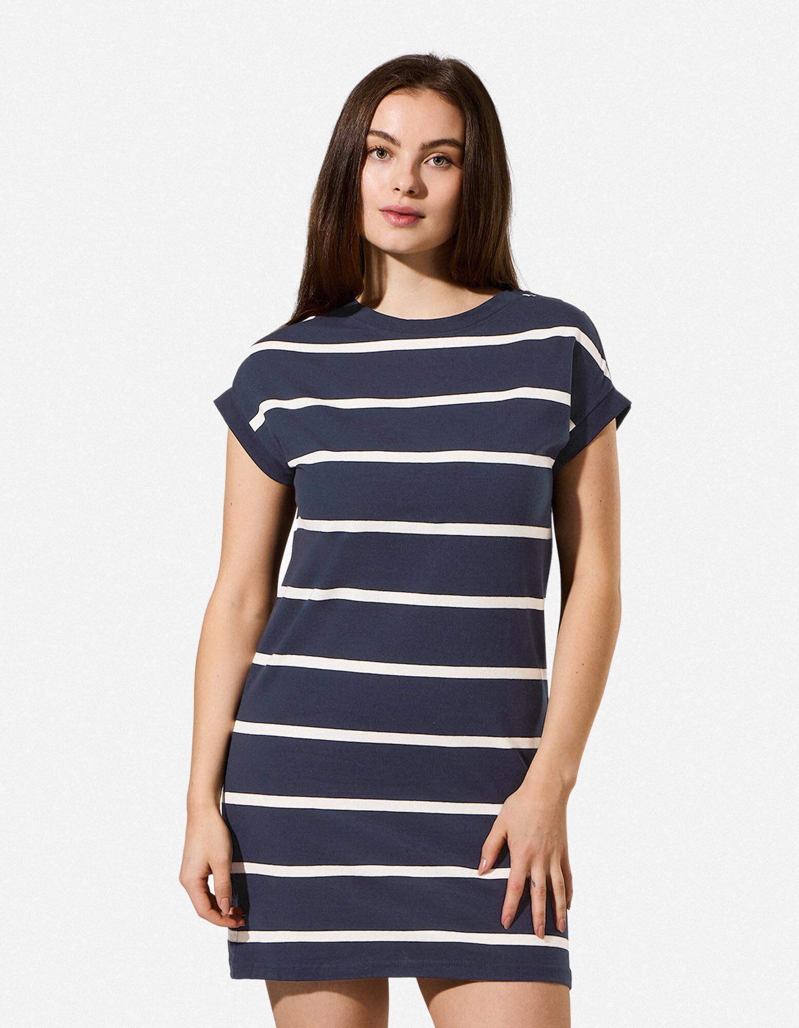 Robe t-shirt - Coupe droite - bleu fonc&eacute;