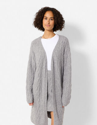 Longcardigan - Zopfstrick - Grau