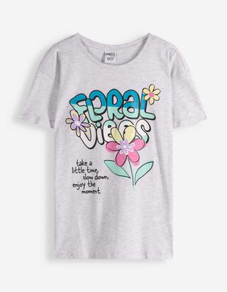 T-Shirt - Frontprint - hellgrau