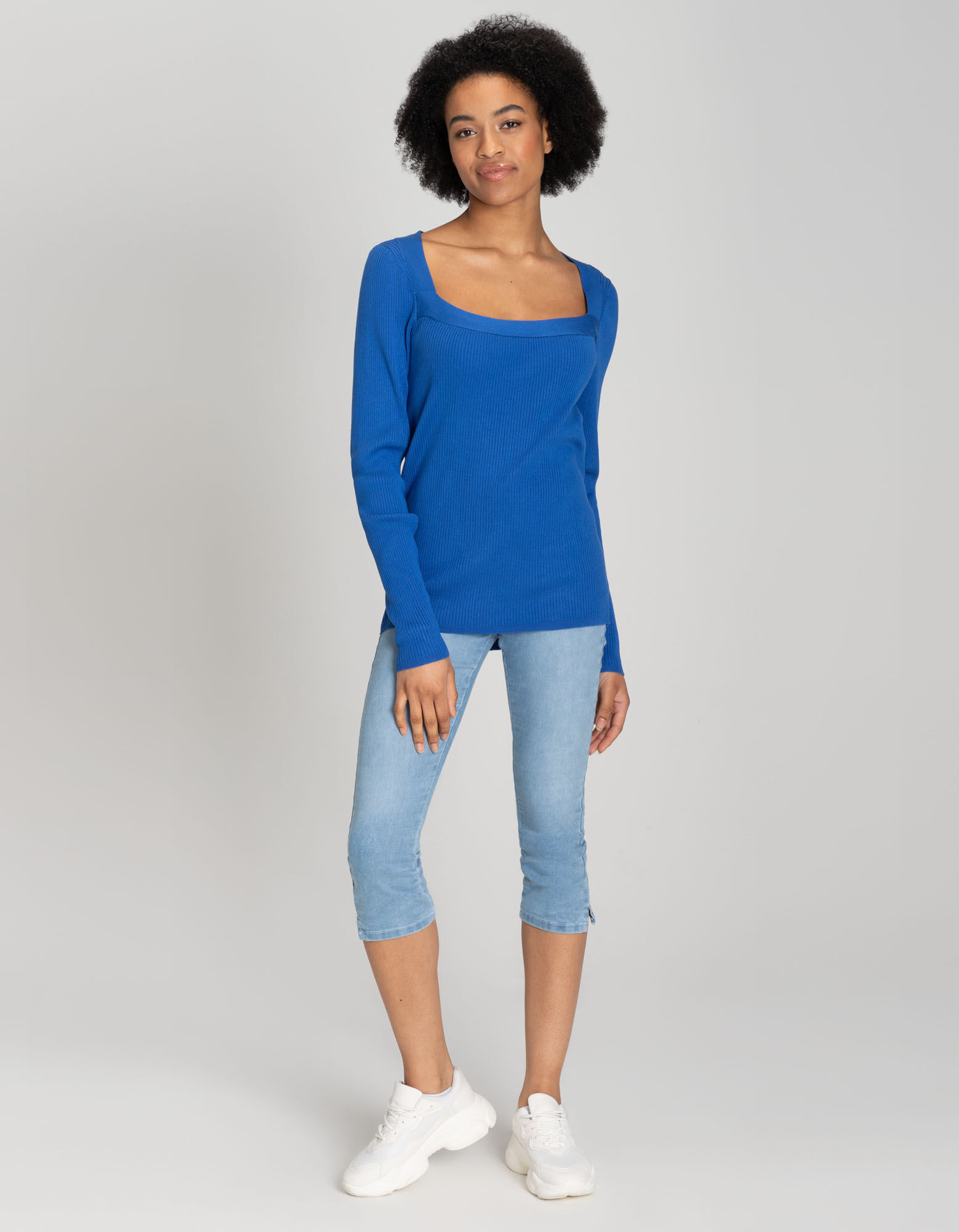 Pull-over - Viscose m&eacute;lang&eacute;e - Bleu fonc&eacute;
